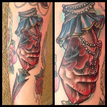 Gary Dunn - traditional style hand with dagger tattoo, Gary Dunn Art Junkies Tattoo